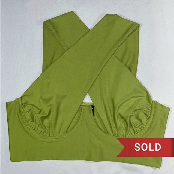SHEIN Tops - CROSS WRAP GREEN CROP TOP